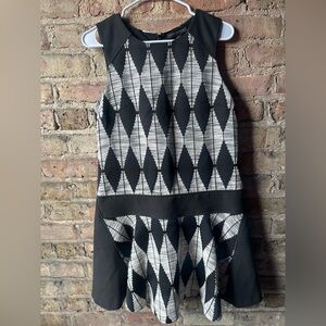 Banana Republic Black and Gray Patterned Dress